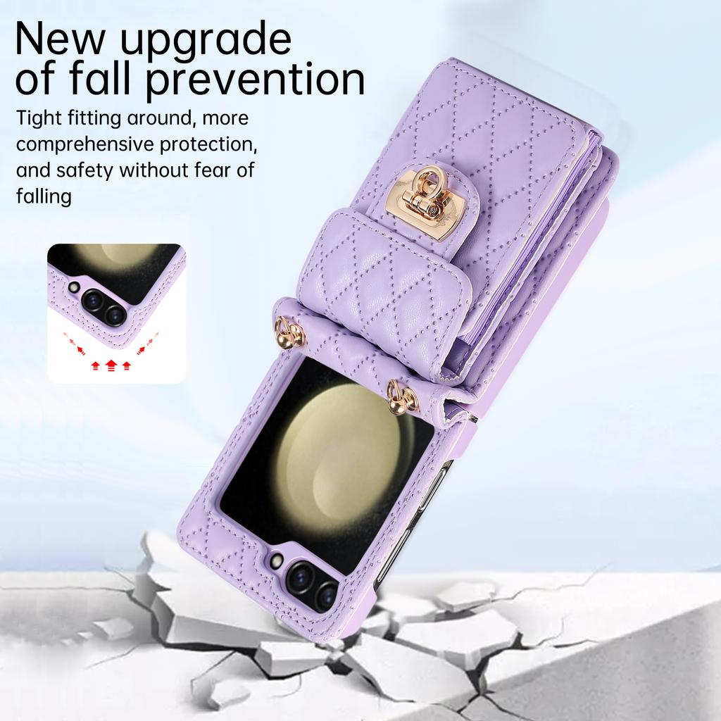 Crossbody Multi Long Lanyard Case for Samsung Galaxy Z Flip 5 4 3 Flip5 Flip4 5G Cards Slot Leather Wallet Metal Buckle Cover