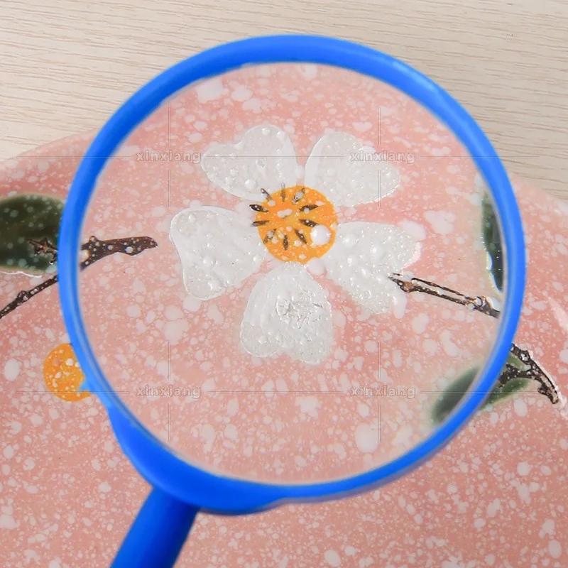 5pcs 60mm 3X Handheld Magnifier Portable Magnifying LoupeReading Glass Lens Kids Inspection for Reading Colorful