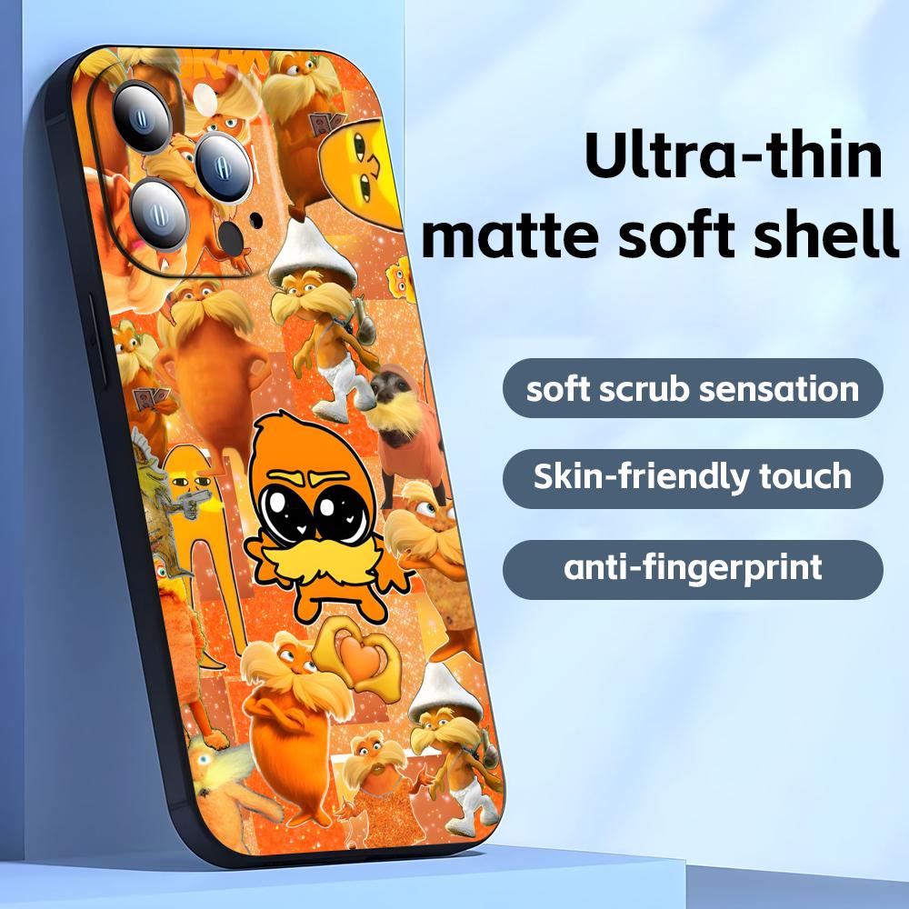 Cartoon T-The L-Lorax Phone Case For iPhone17 16 16e 15 14 13 12 11 Plus Mini Pro Max Soft black Shockproof Cover