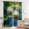 2pcs, 2D FLAT PRINTING Curtains (Without Rod) Lotus Glow Modern Modern Curtains Versatile Fabric Curtains Versatile All Ldeal