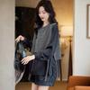 Fashion Two Piece Style Striped Patchwork Shirt Autumn Loose Fit Versatile Stylish Long Sleeve Top