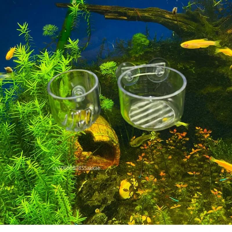 1pc Aquarium Decorations Plant Cup Pot Acrylic Aquatic Plant Cup with Suction Holder Planting Cylinder Cup Aquarium Accessories