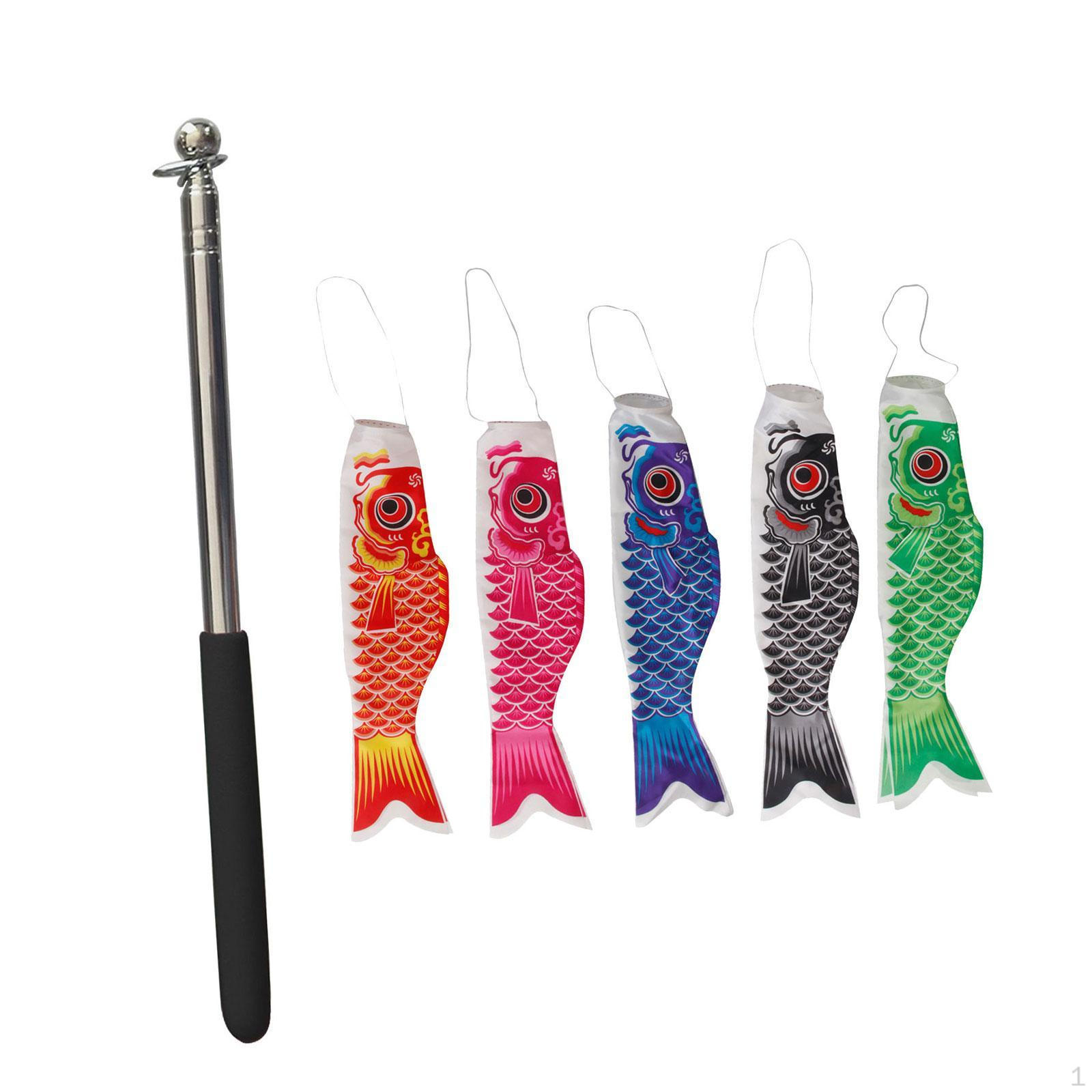 

5 Pieces Japanese Carp Flags Windsock Streamer Colorful Durability Koinobori Hanging