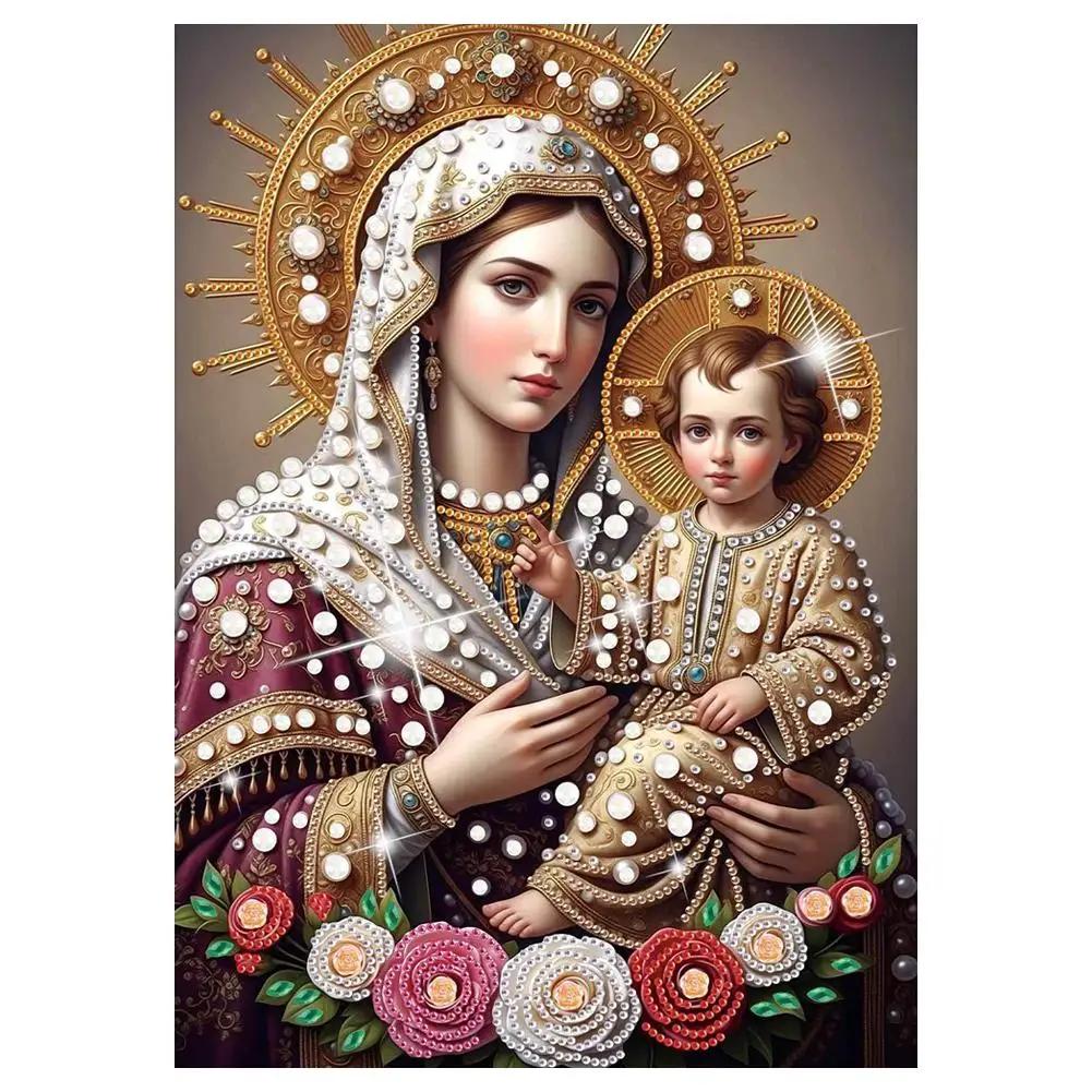 Virgin Mary Partial DIY 5D Special Shaped Drill Gem Art for Adults/Beginners Home Decor Diamond Art Painting C9C4