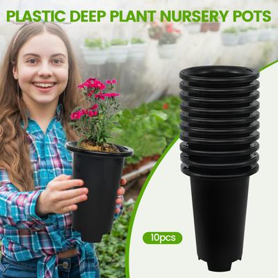 10/20 Stück Pflanze Blumentopf Kunststoff Tief Pflanzen Anzuchttöpfe mit Drainagelöchern Sämling Pflanzenbehälter Töpfe Gartenzubehör