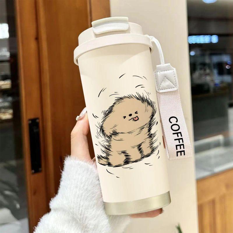 Butterfly Coffee Cup with Large Capacity, Insulated Cup with Straw, Portable Car Water Cup for Female Students, 316 Water Cup