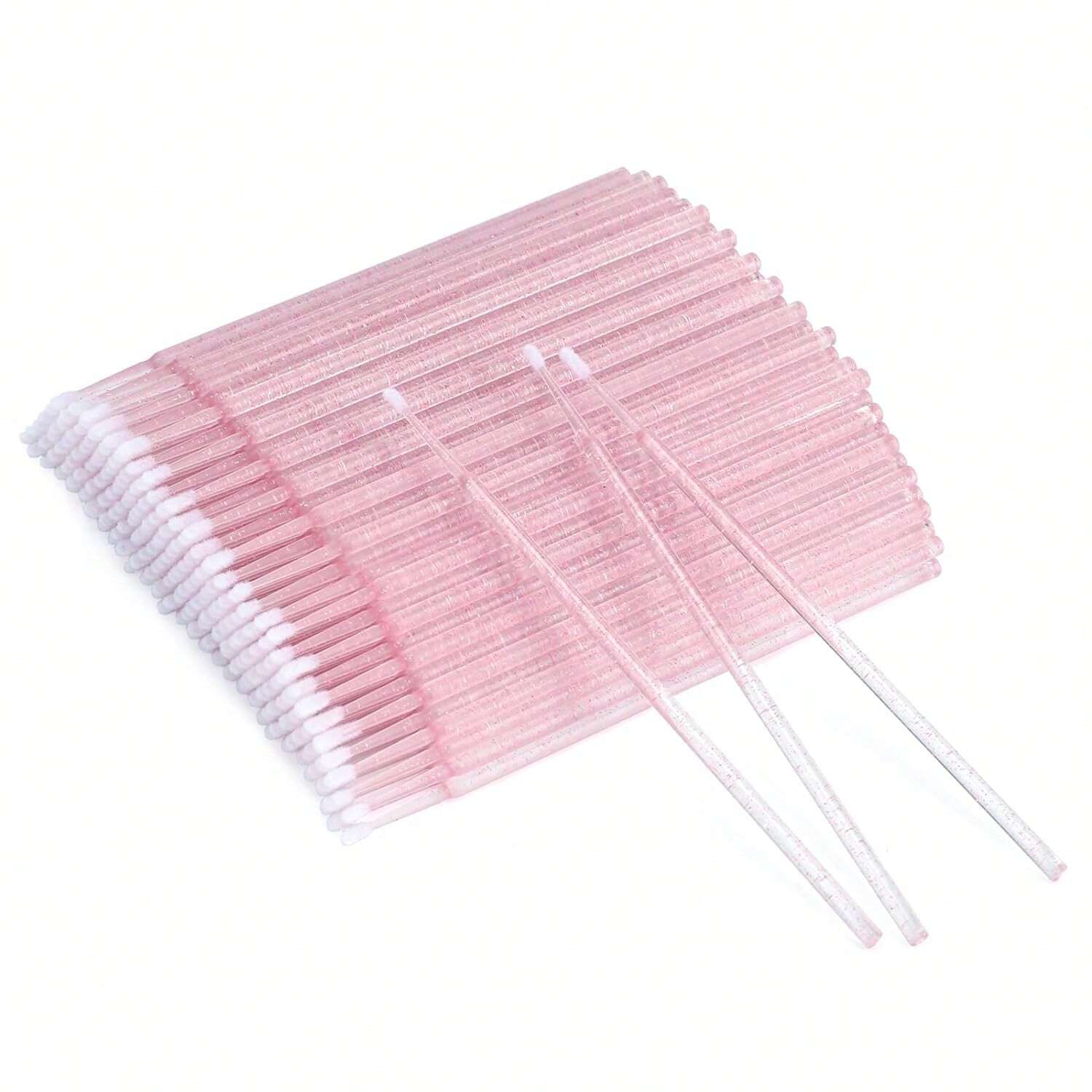 

100pcs Disposable Makeup Brush Miniature Smudge Brush Flexible Ultra-Fine Mascara Wand For Mascara Brush, Eyebrow Brush, Makeup Brush, Eyelash Comb рожевий