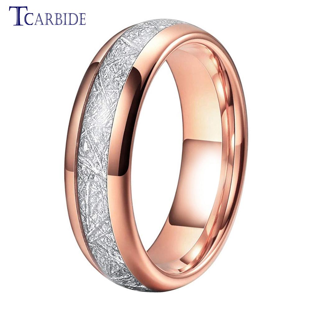 4MM 6MM 8MM Men Women Tungsten Engagement Wedding Band Bright Meteorite Inlay Valentine's Day Gift Jewelry Comfort Fit