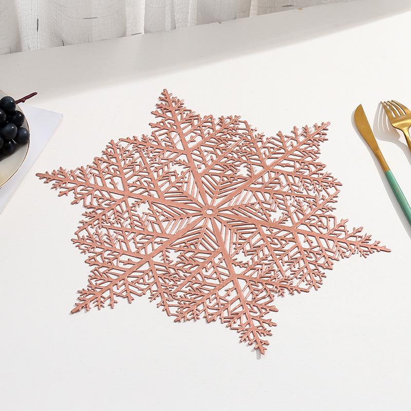Snowflake PVC Christmas Placemat - Hot Stamping Christmas Table Decoration for Western Restaurants