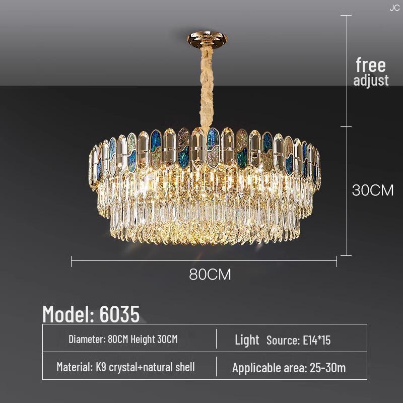 Luxury Crystal Chandelier Ceiling Light for Living, Dining, and Bedroom - High-End Colorful Shell Design
