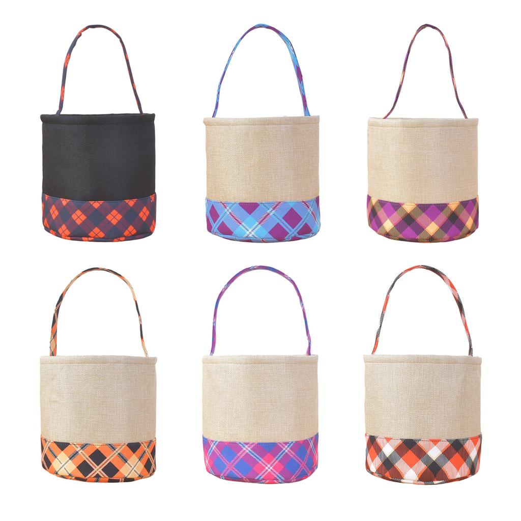 Halloween Candy Bucket with Handle Large Capacity Portable Cloth Candy Basket For Candy Treats Holiday Party Decoration