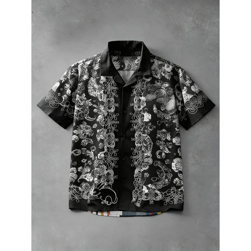 Outdoor Streetwear Men s Fashion Shirts European Classical Patterns Printed Men s Shirts Casual Daily Men s and Women s Shirt S