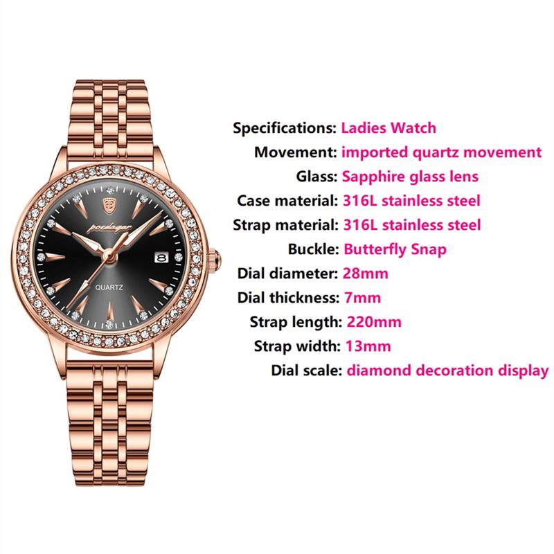 2024 neue Trend Damen Uhr Leuchtende Wasserdichte Kalender Automatische Uhr Diamant Verziert Damen Ultra Dünne Uhr