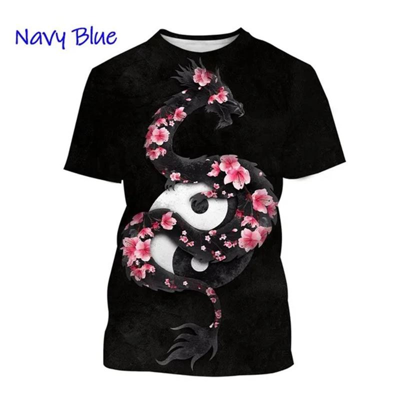 Yin Yang Koi Dragon Tai Chi Pattern 3D Print Men's T-Shirt Streetwear Brand Quick-Dry Sports Short-Sleeve Top