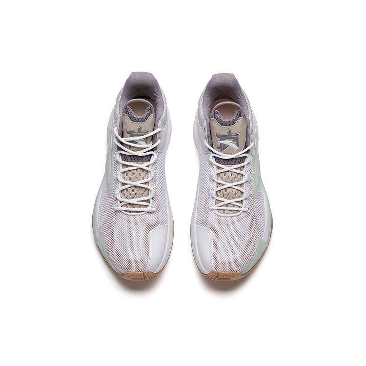 Anta Hear Wave 3 Cushioning Slip Resistant Low Top Basketball Shoes Men's Gray White 112131608-5