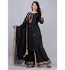 Beautiful Black Rayon Salwar Suit Indian Women Party Wear Kurta Palazzo Dupatta Set