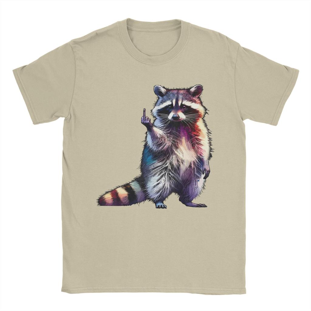 Raccoon Middle Finger Trash Panda Racoon Sarcastic Humor Unisexs T Shirt  Humor Tee Shirt Short Sleeve Round Neck TShirt Clothing