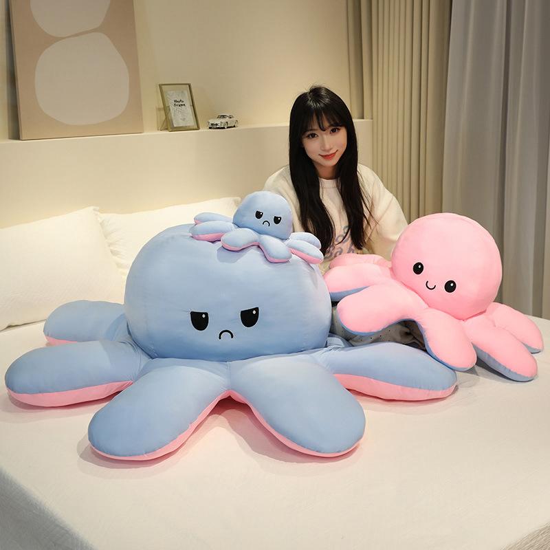 Cartoon Soft Flip Octopus Throw Pillow Plush Toy Doll Flip Octopus Doll Children Soothing Rag Doll