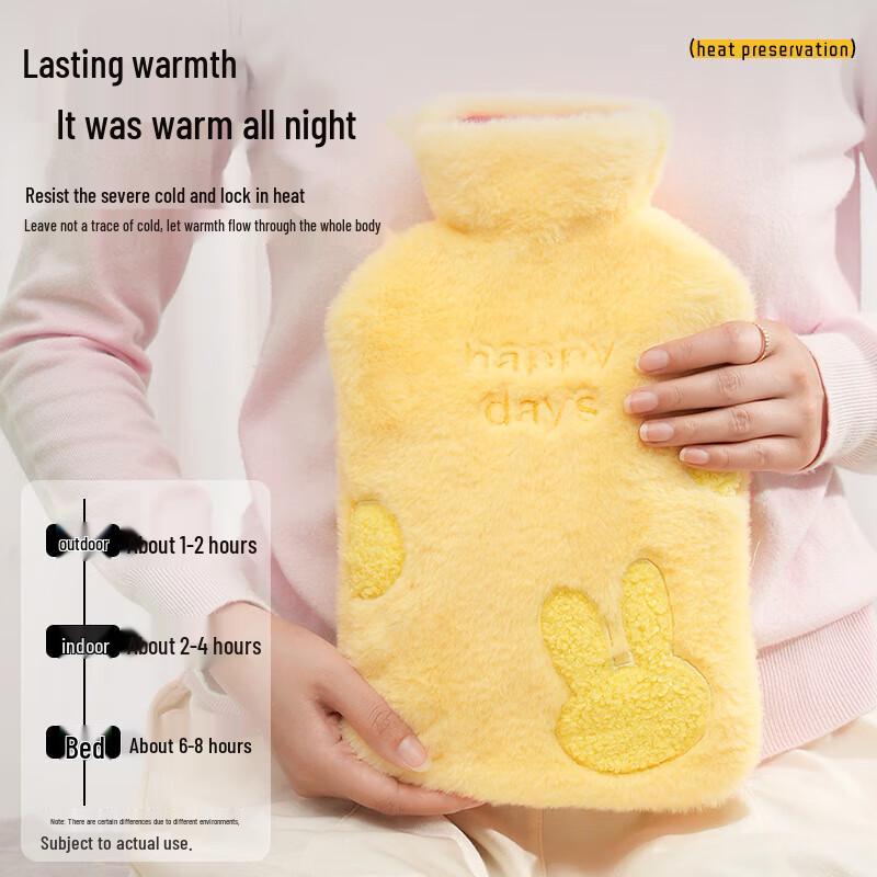 Lexueer Rubber Hot Water Bottle with Embroidered Cover