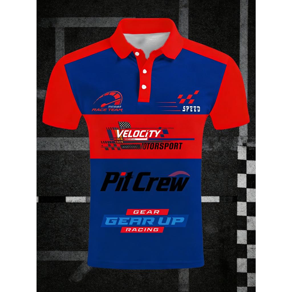 Men's Street Racing 2026 Model Polo Shirt with 3D Printing Technology, Breathable