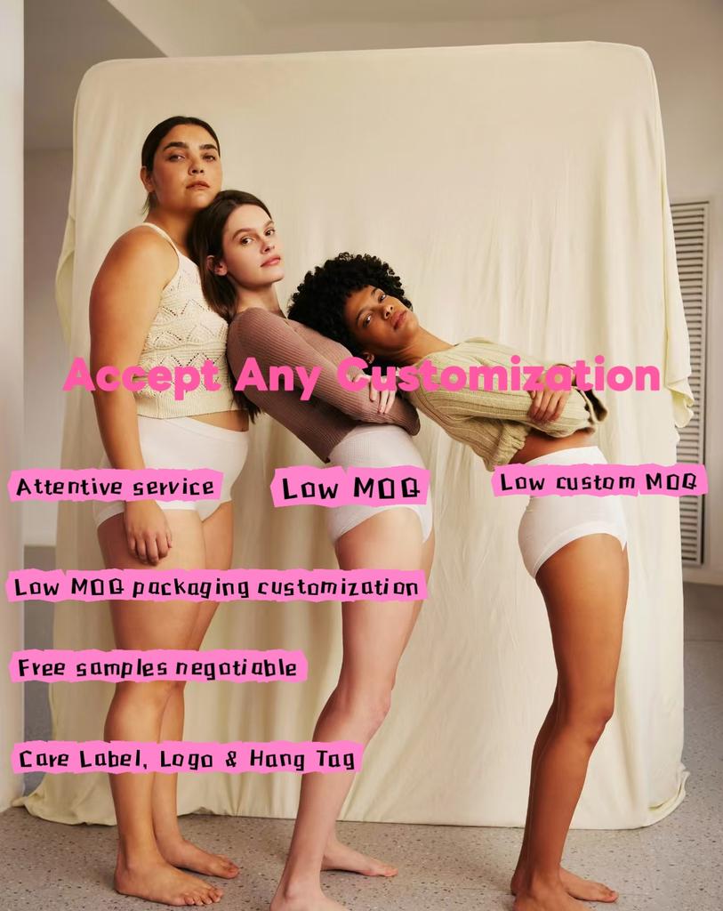 ODM 5 Pack Ladies Women's High Waist Cotton Panties Panty Briefs Underpants Soft Elastic Cotton Underwear Plus Size