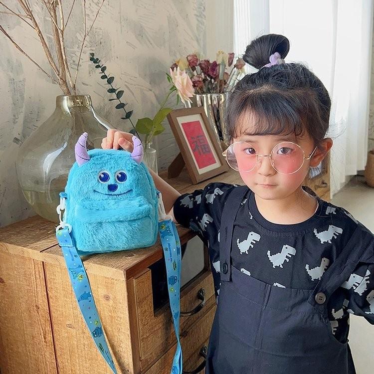 Plush Strawberry Bear Bucket Bag Kids With Net Pocket Cartoon Bag Shoulder