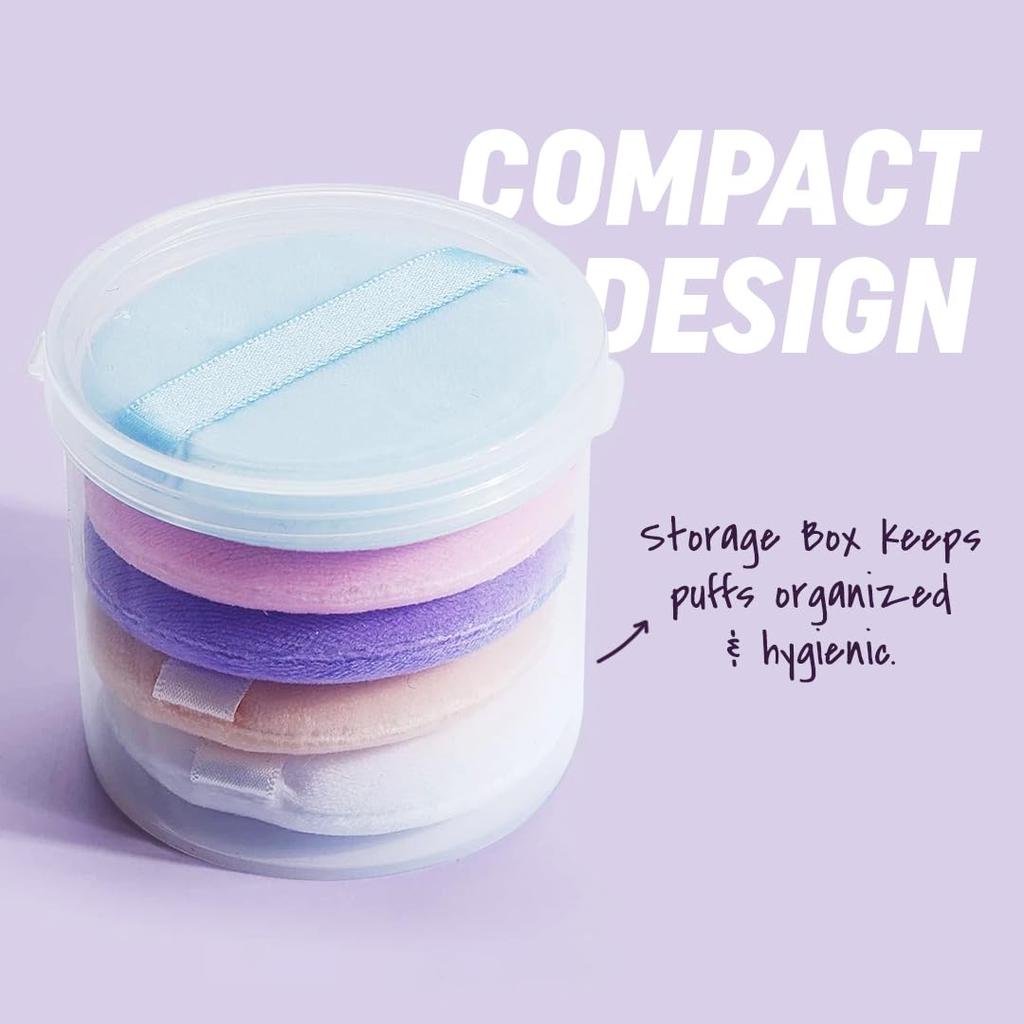 Gleva 5Pcs Washable Makeup Powder Puff, Soft Face Makeup Sponge, Loose powder Foundation Blending Sponges Set, Makeup Blender, Round Shape Reusable