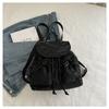 Fashion Cute Knot Women's Backpack Large Capacity Solid Color Travel Bag Drawstring Students Bookbag Travel
