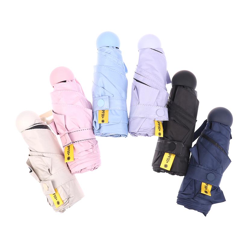 Five-Folding Dual-Purpose Capsule Umbrella Sun Protection Sunshade Pocket Women'S Umbrella Compact Umbrella Foldable Rain