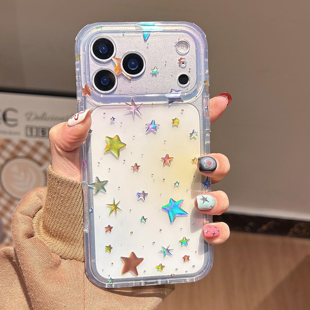 For Iphone 17 17pro 17Promax Laser Star Pattern Glitter Phone Case for IPhone 14 15 16 Pro Max Shockproof Protective Clear Cover