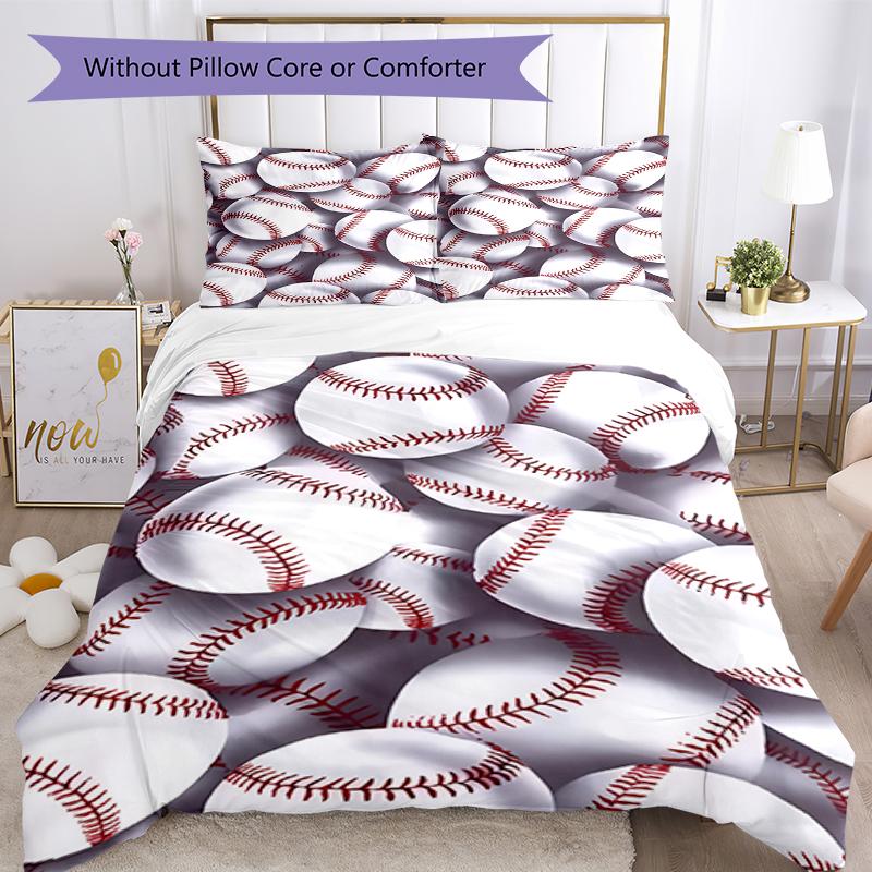 3pcs Baseball Bedding Set Duvet Cover Closure Includes 1 Duvet Cover & 2 Pillowcases, Soft and Comfortable for All Seasons.