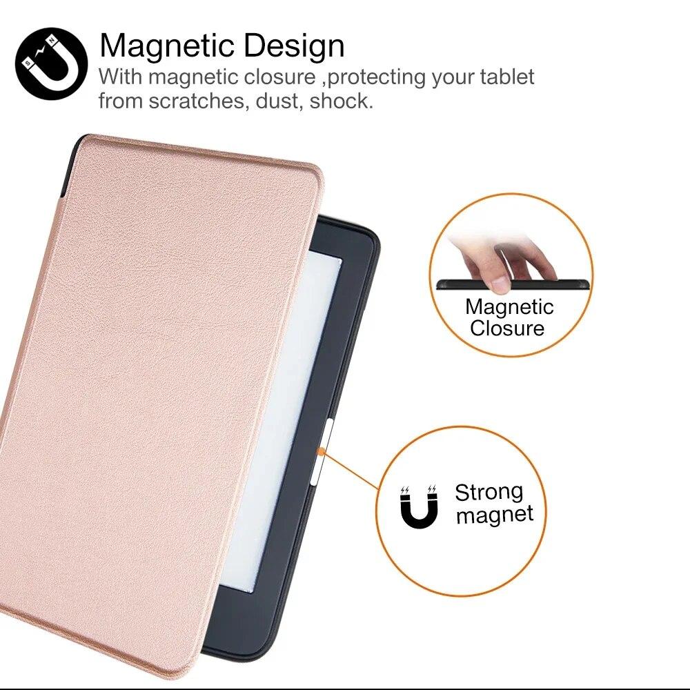 Magnetic Case For Kobo Clara HD 6 Inch PU Leather Ereader Smart Cover for Kobo N249 Auto Sleep and Wake Up Slim Lightweight