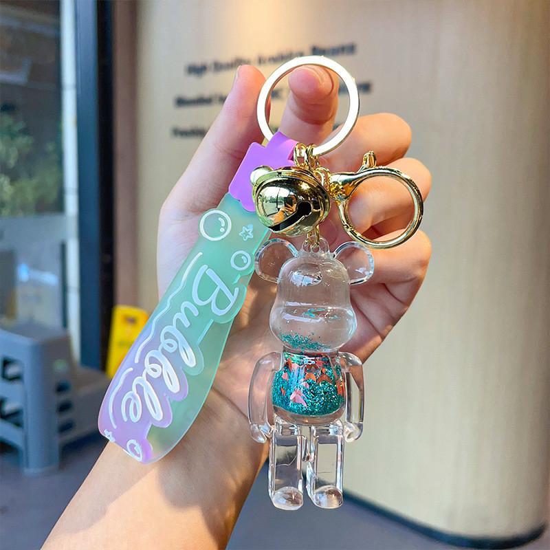 Delightful Acrylic Bear Keychain Flowing Sand Design Cute Gift For All Occasions