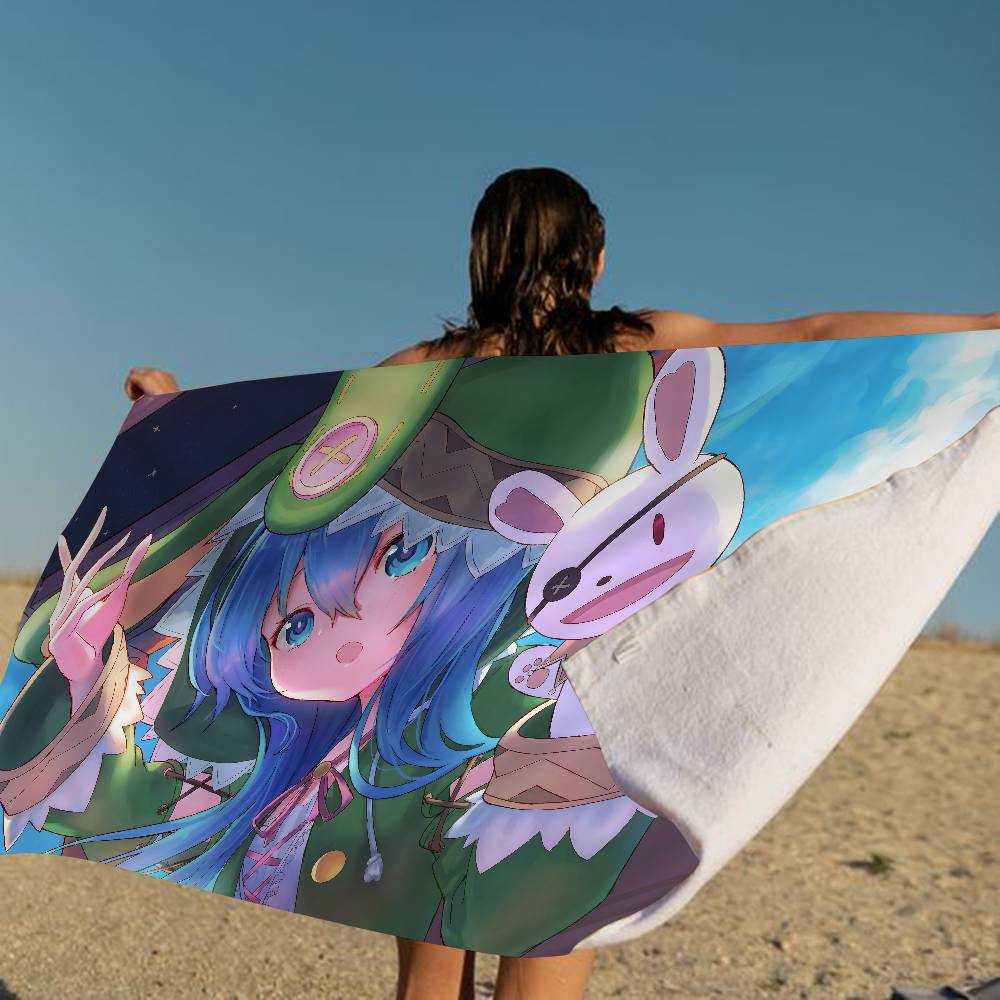 Date A Live Anime Microfiber Printed Beach Towel Mountain Climbing Yoga Beach Swimming Running Absorbent Soft Towel