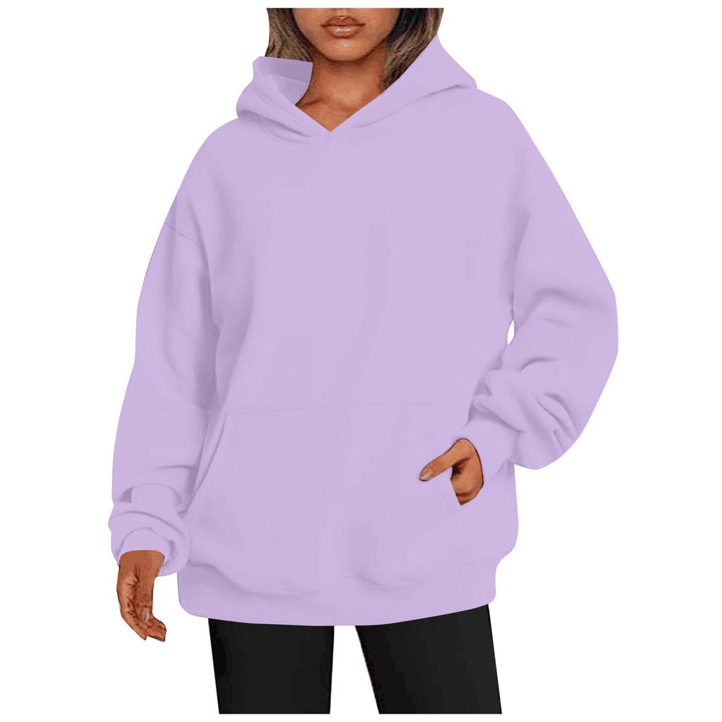 Autumn Thick Hooded Sweater Women's Hooded Pullover Sweatshirt Solid Color Oversized Loose Casual Sweatshirt