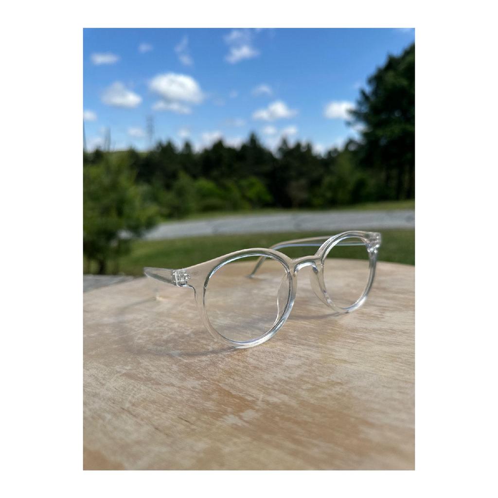 Vo026 Transparent Thick Round Unisex Clear Glass Blue Light Protective Glasses