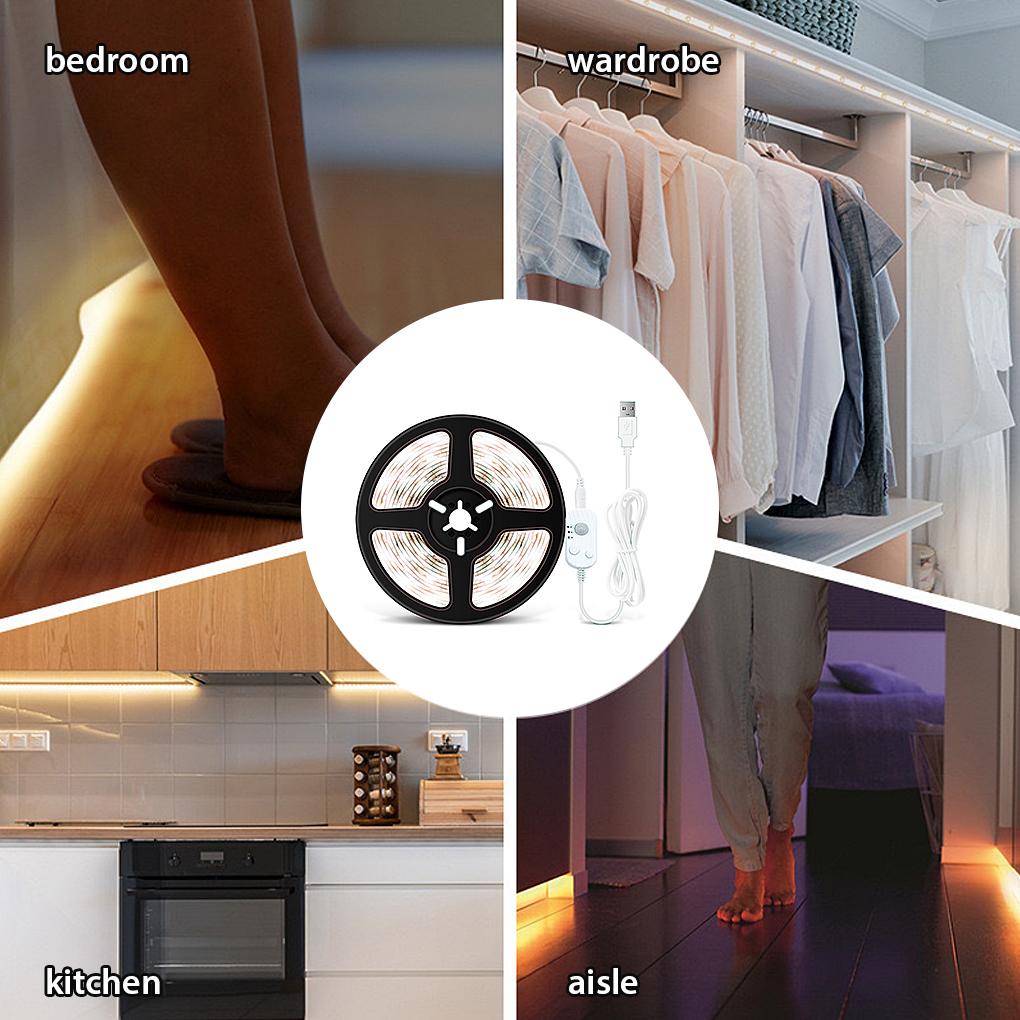 Strip Light Infrared Sensor 3500K/6500K LED Cabinet Ribbon Lamp Adhesive Decoration DIY Trimmable Wall Lighting
