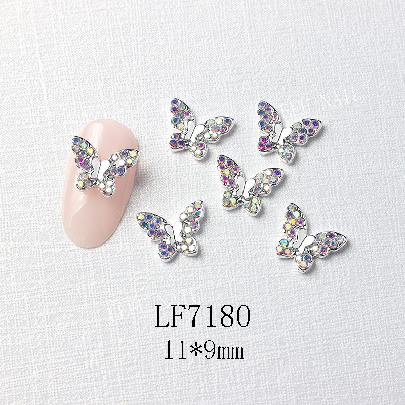 3D Metal Butterfly Nail Art Decorations with Mini Rhinestones