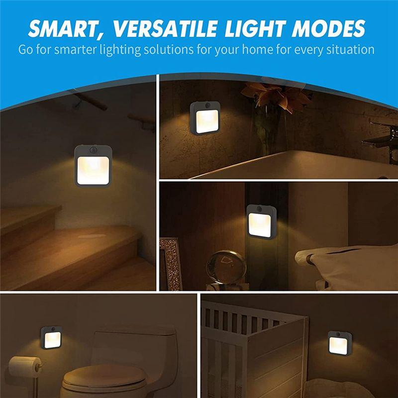 AEE4-Motion Sensor LED Night Light Lamps Children's Night Light Smart LED Night Lamp For Bedside Table Bedroom Nigh EU Plug