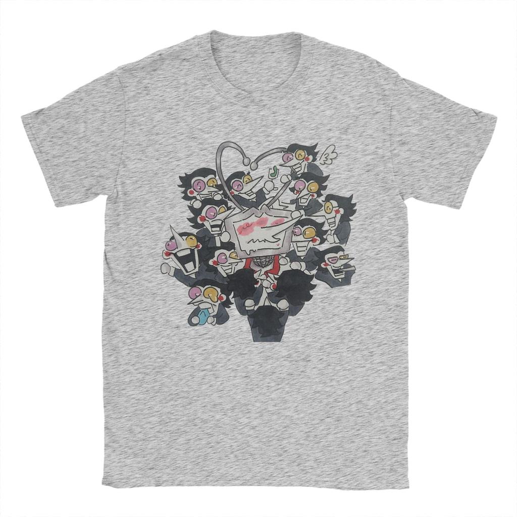 Tenna und die Spamlinge Deltarune T-Shirt für Herren Reine Baumwolle Einzigartige T-Shirts Rundhals Kurzarm Kleidung Übergröße