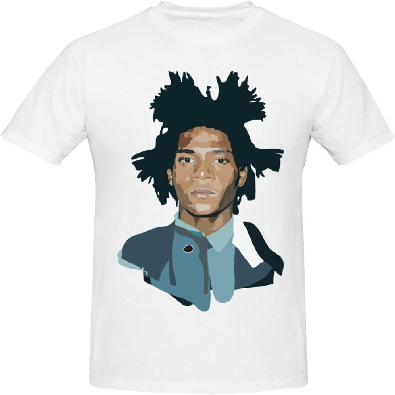 Himaira Men s Active Shirts Gym T Shirts Jean Michel Basquiat Short Sleeve Comfort Shirt XXXXXL белый