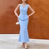 ZANZEA Women Sleeveless Vest Tops and Fishtail Skirts Casual Two Piece Suit Sets