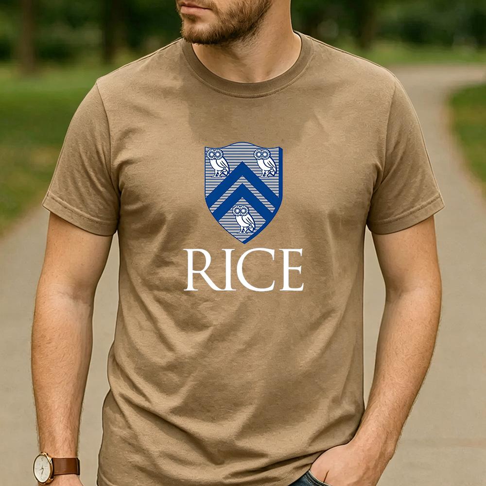 Vintage Rice University Houston Owl Shield Crest Aesthetic Graphic T Shirt Unisex Crew Neck Short Sleeve Alumni Gift Top