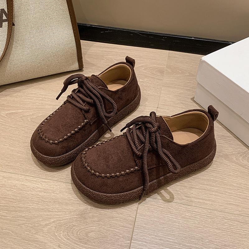 Platform biscuit shoes women's 2025 spring and autumn new retro casual sports style kangaroo shoes British style Doudou shoes