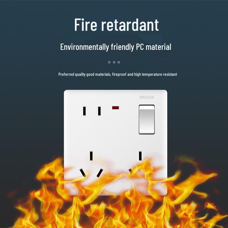 White Recessed Single Gang 86-Type Wall Switch Socket Panel with 8 Multi-Hole Outlets