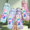 1PC 67 Girly Glitter Graffiti Number Print 750ml Color Plastic Sports Water Bottle Leakproof Flip Straw Lid Suitable for Sports Office Home Use