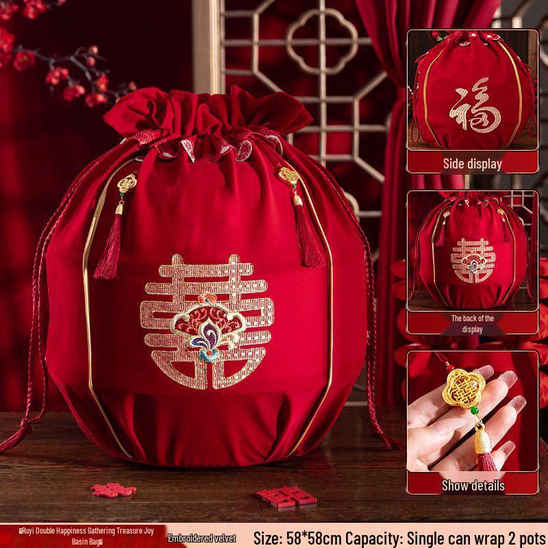 

Роскошный свадебный набор приданого: Практичные свадебные чашки для чайной церемонии и горшочек с сокровищами для отъезда