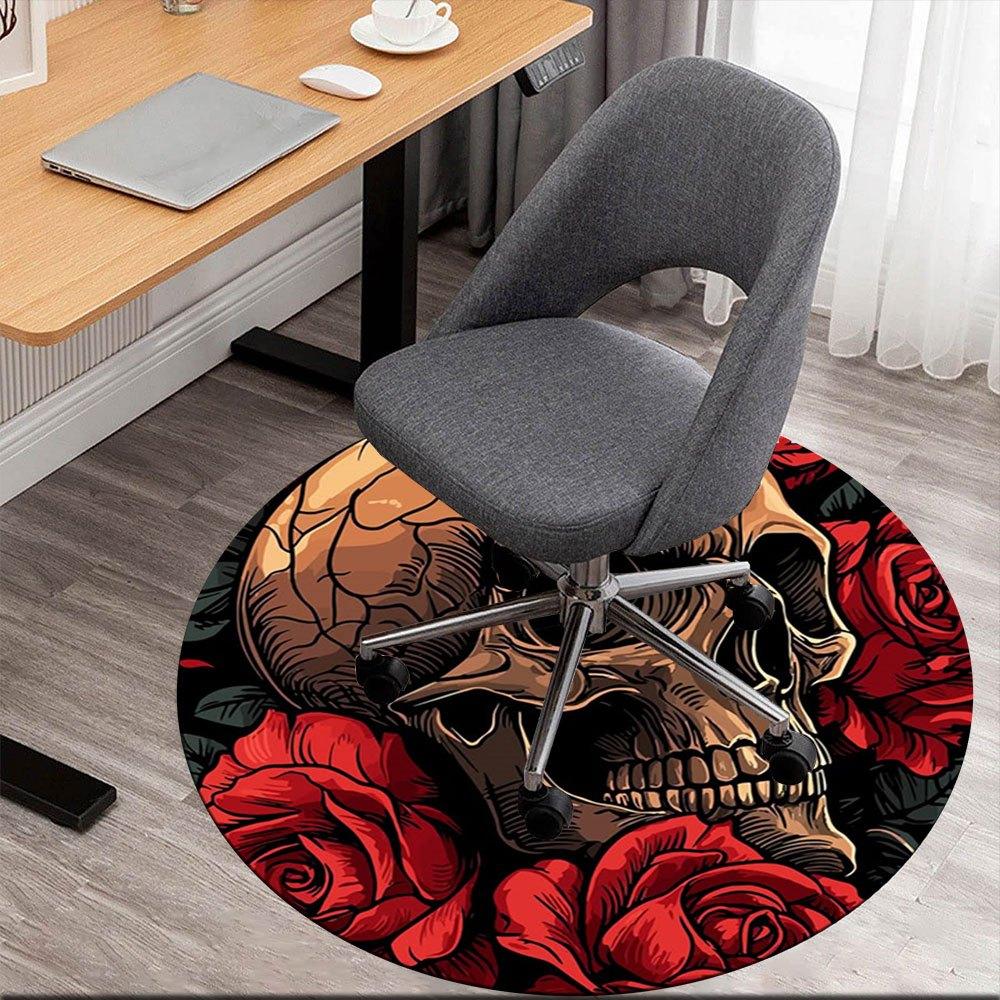 

Skull & Roses: Bold Tattoo-Inspired Design StickerRound Non-Slip chair mat chair carpet for office Rugs for Office Decor Gift For Valentine s Day Moth 80cm by 80cm
