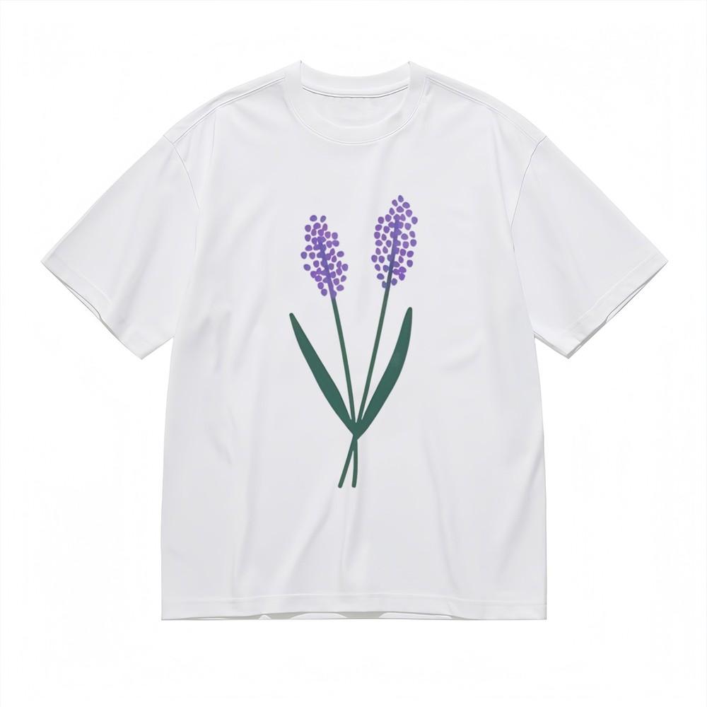 

Women s Soft Breathable All Season Classic T-Shirt Elegant Purple Flowers Tee 4XL