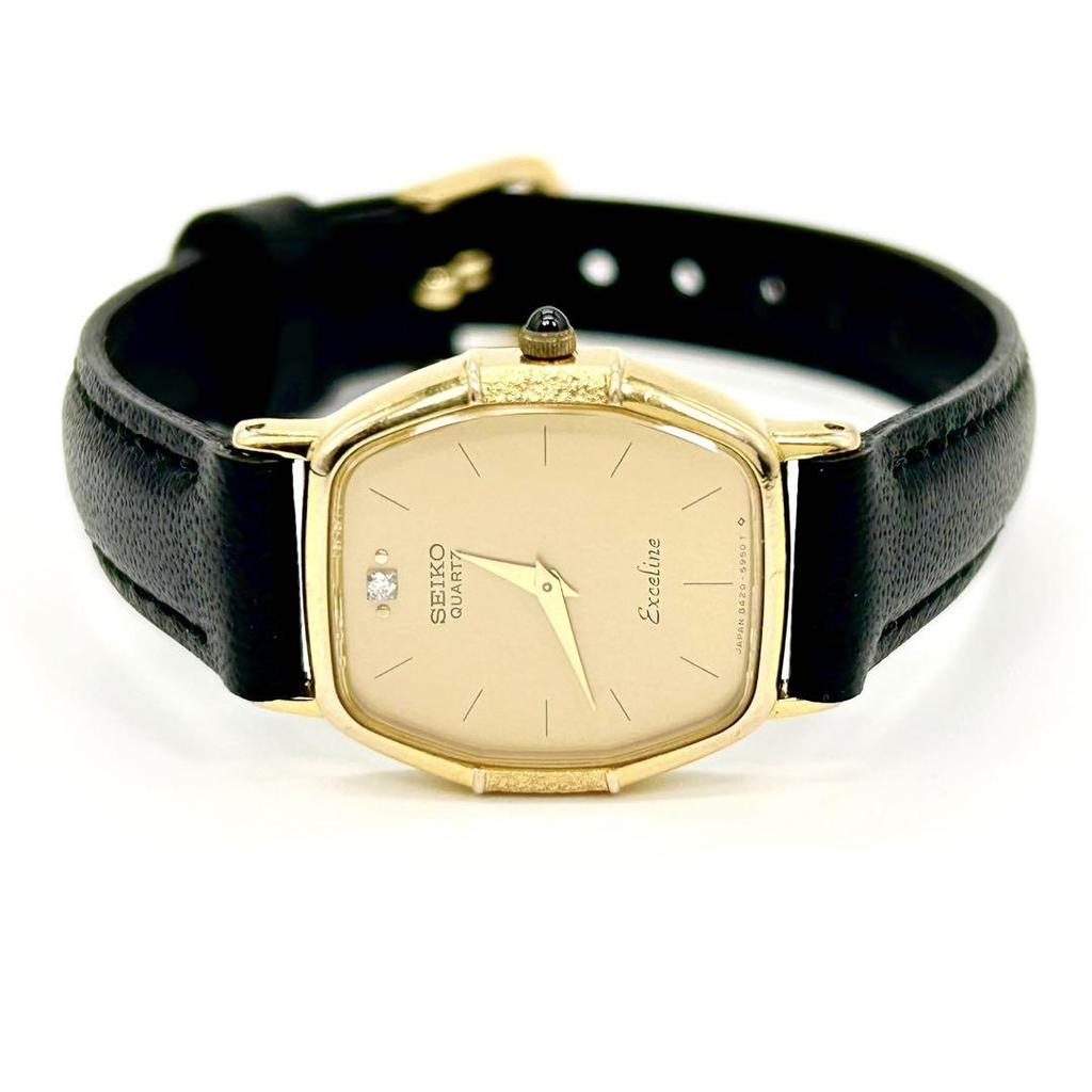 [USED] SEIKO Exceline 10K 1P Diamond Quartz Wristwatch